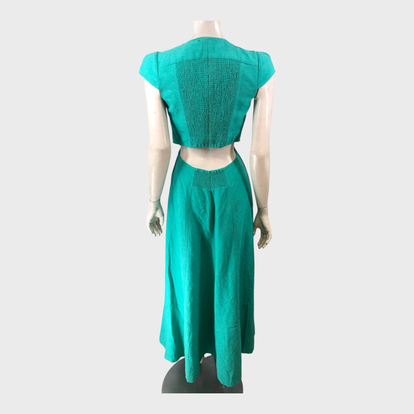 Branded Green Jacquard Maxi Dress - Size 8
