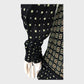 Branded Black Patterned Maxi Dress - Size 8