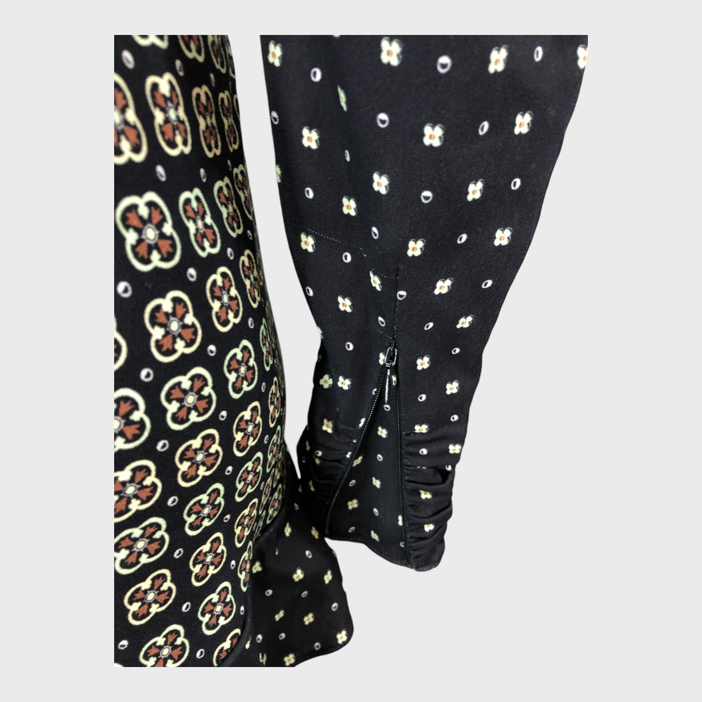 Branded Black Patterned Maxi Dress - Size 8