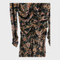 Branded Black Floral Ruched Maxi Dress - Size 8