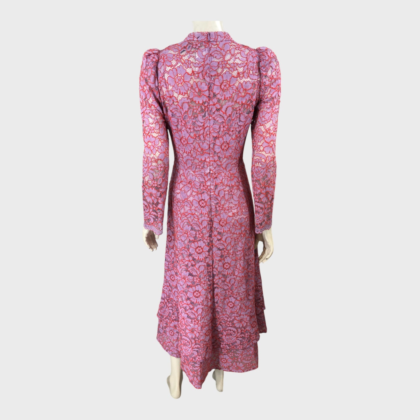 Branded Pink Two Tone Lace Midi Dress - Size 8