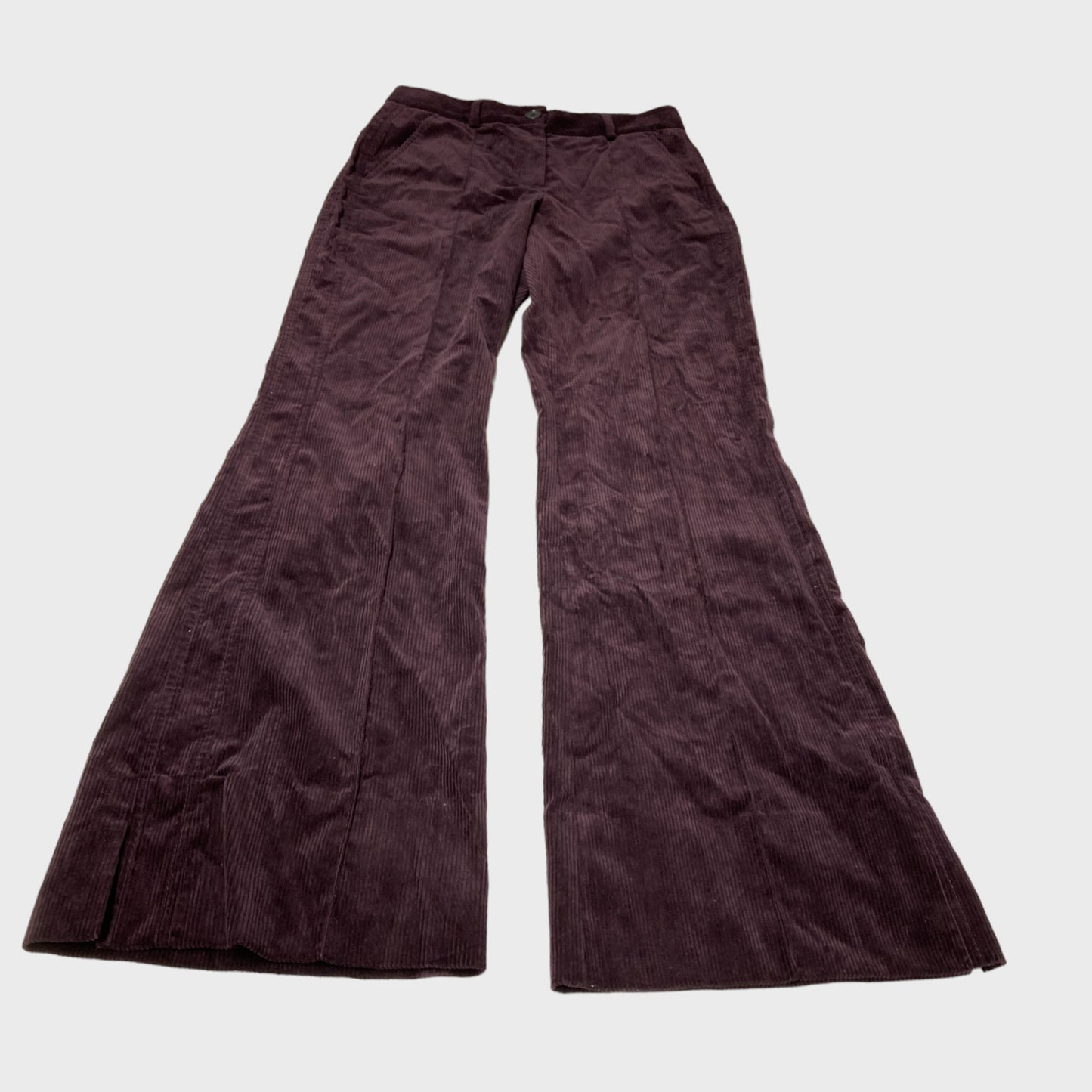 Branded Burgundy Cord Flared Trousers