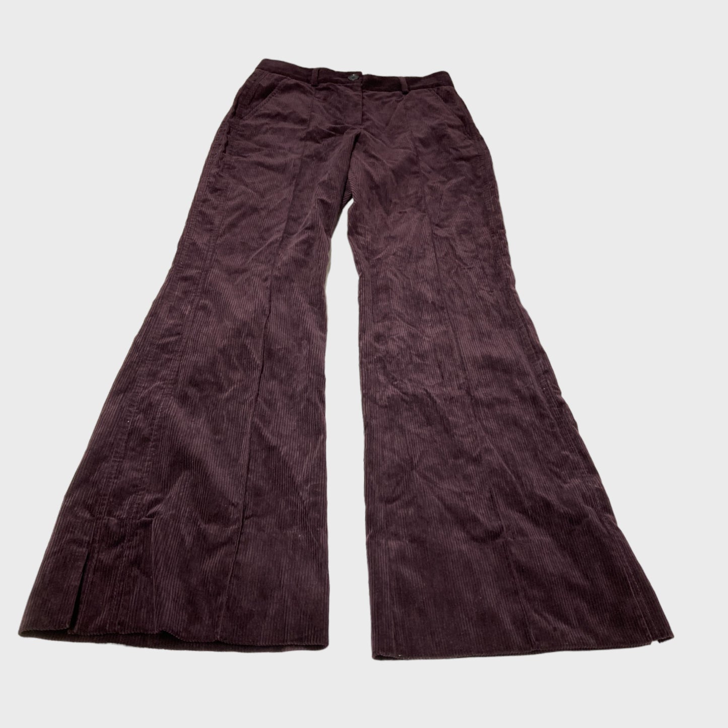 Branded Burgundy Cord Flared Trousers