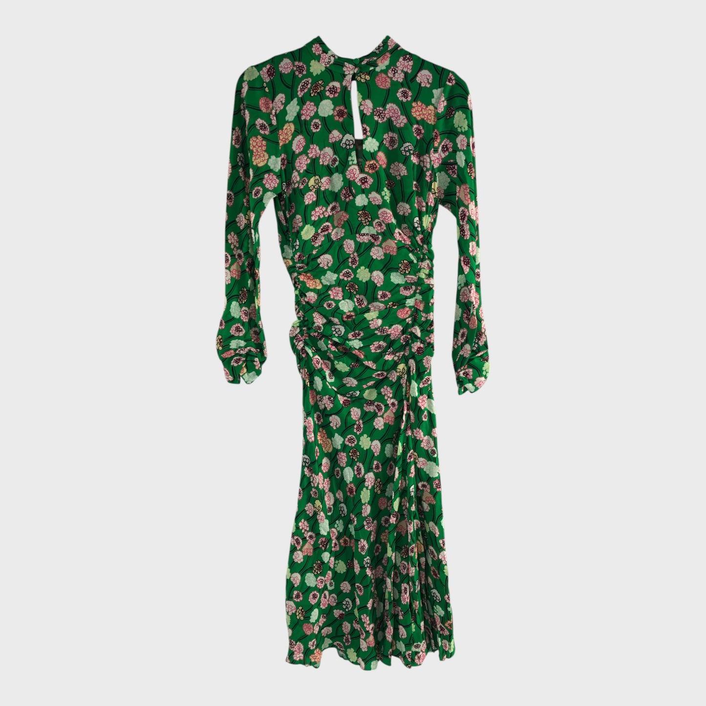 Branded Green Flower Print Dress - Size 8