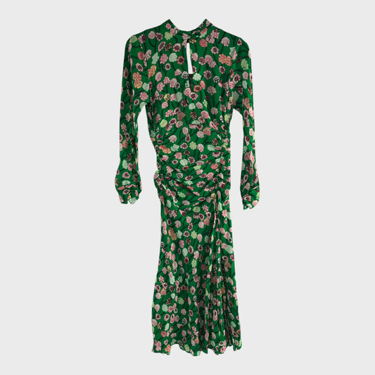 Branded Green Flower Print Dress - Size 8