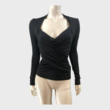 Branded Black Wrap Top - Size 8