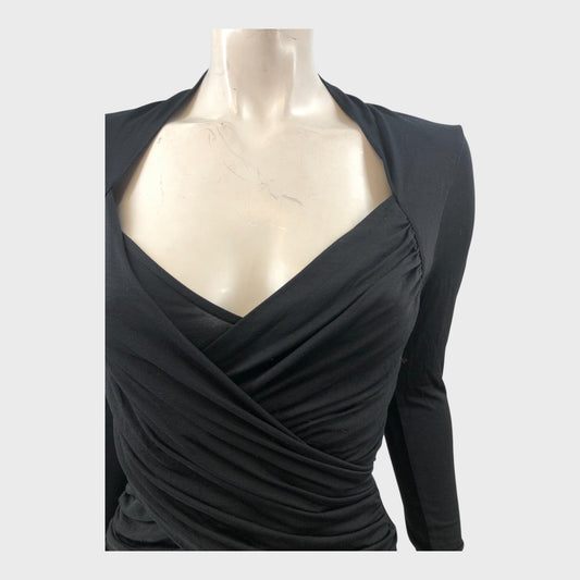 Branded Black Wrap Top - Size 8
