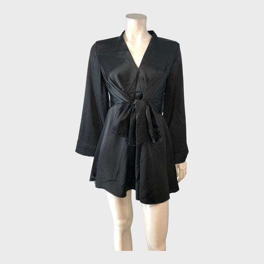 River Island Petite Black Tie Front Mini Dress