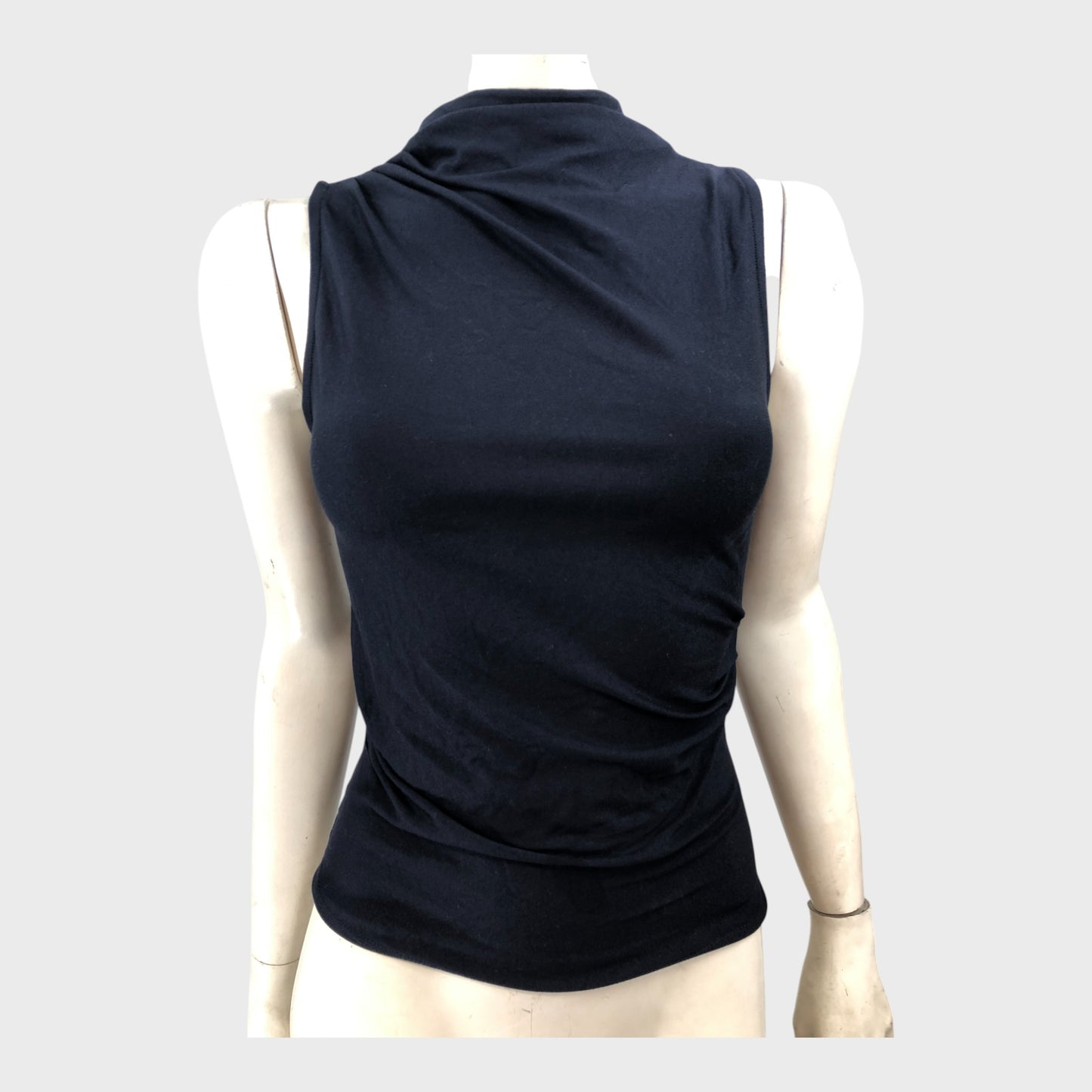 Branded Navy Drape Top - Size 8
