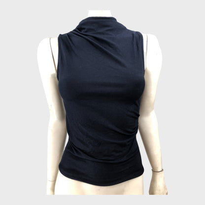 Branded Navy Drape Top - Size 8