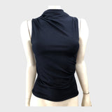 Branded Navy Drape Top - Size 8