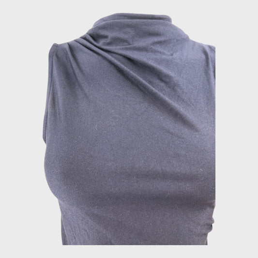 Branded Navy Drape Top - Size 8