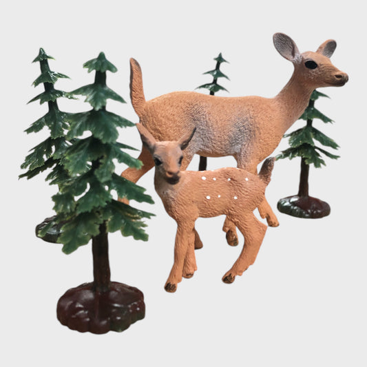 Festive Miniature Deer and Stag Figurine Cake Toppers