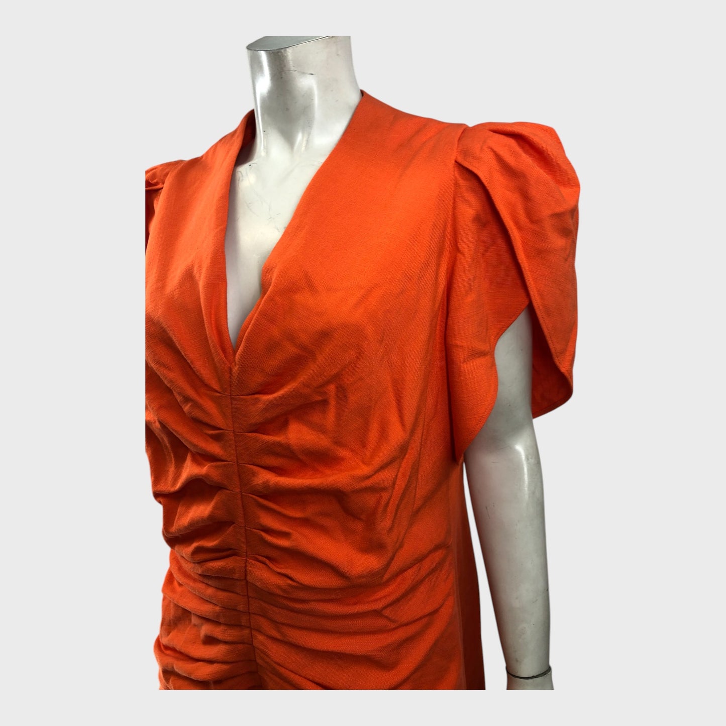 Branded Orange Textured Midi Dress - Size 16