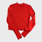 Women's Red Ribbed Long Sleeve Top Cotton Blend