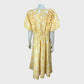 Branded Yellow Printed Midi Dress - Size 16