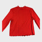 Women's Red Ribbed Long Sleeve Top Cotton Blend