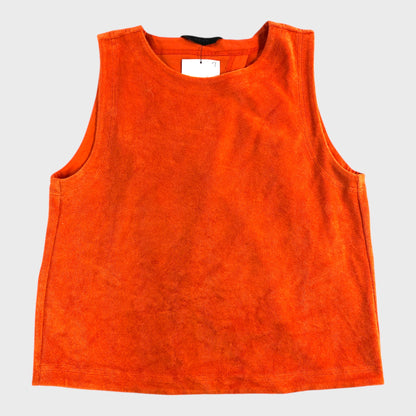 Branded Orange Towelling Crop Top - Size 8