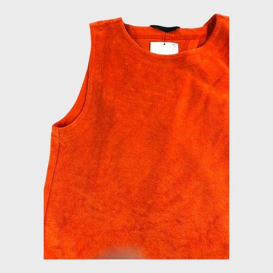 Branded Orange Towelling Crop Top - Size 8