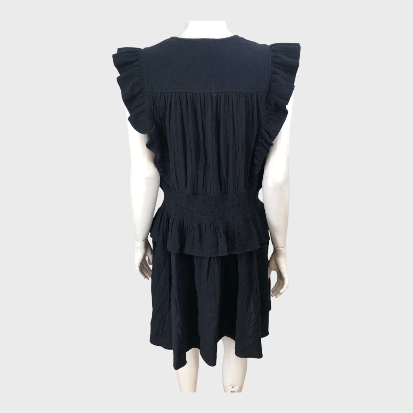 Branded Black Cheesecloth Dress - Size 16
