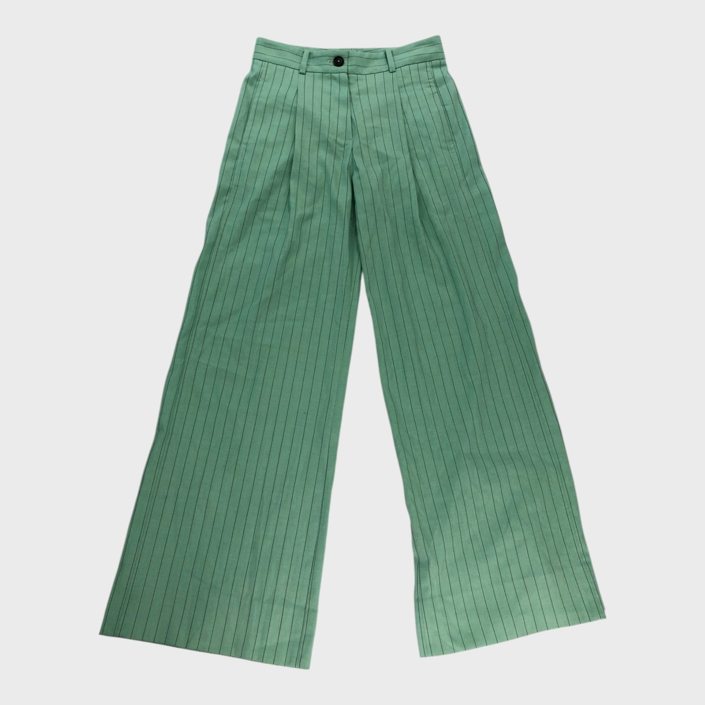 Branded Apple Pie Green Pinstripe Trousers - Size 8