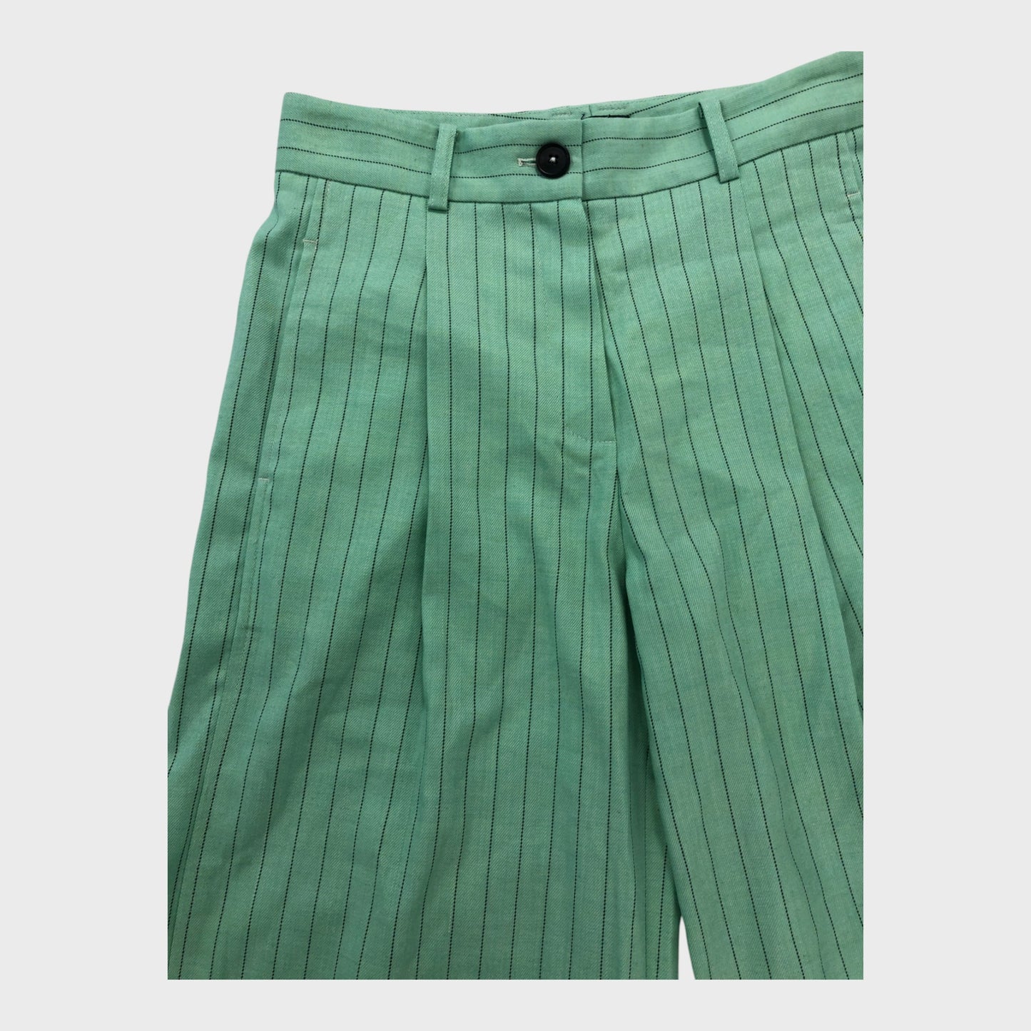 Branded Apple Pie Green Pinstripe Trousers - Size 8