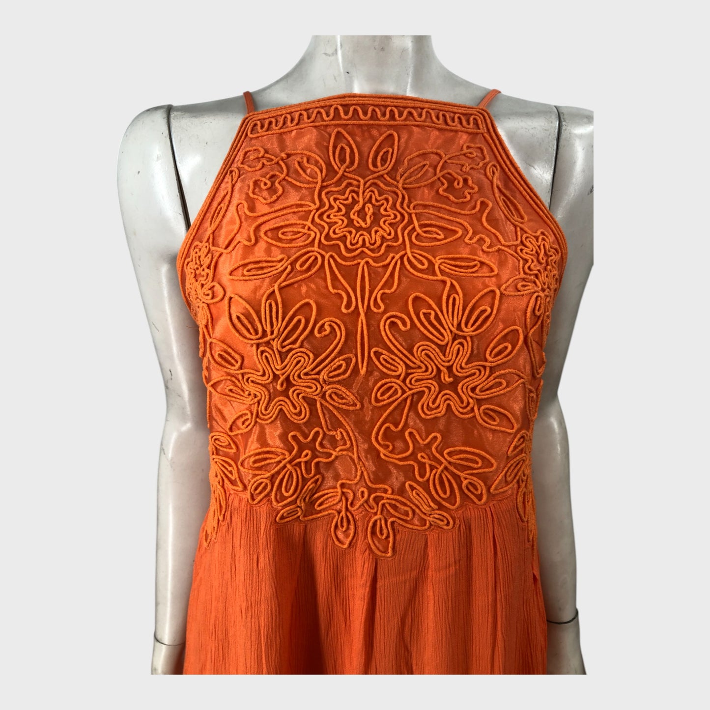Branded Orange Embroidered Maxi Dress
