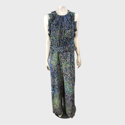 Branded Petite Navy Ruffle Jumpsuit - Size 16