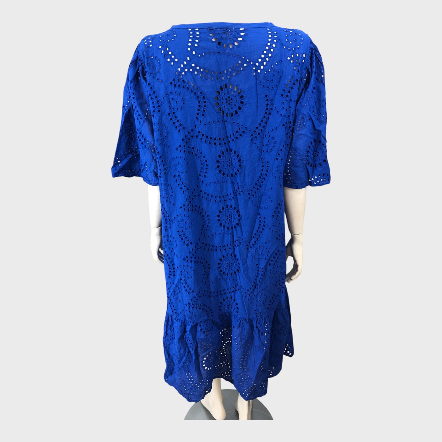 Branded Cobalt Blue Broderie Dress - Size 18