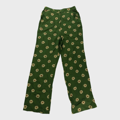 Kitri Green Retro Floral Trousers - Size 10