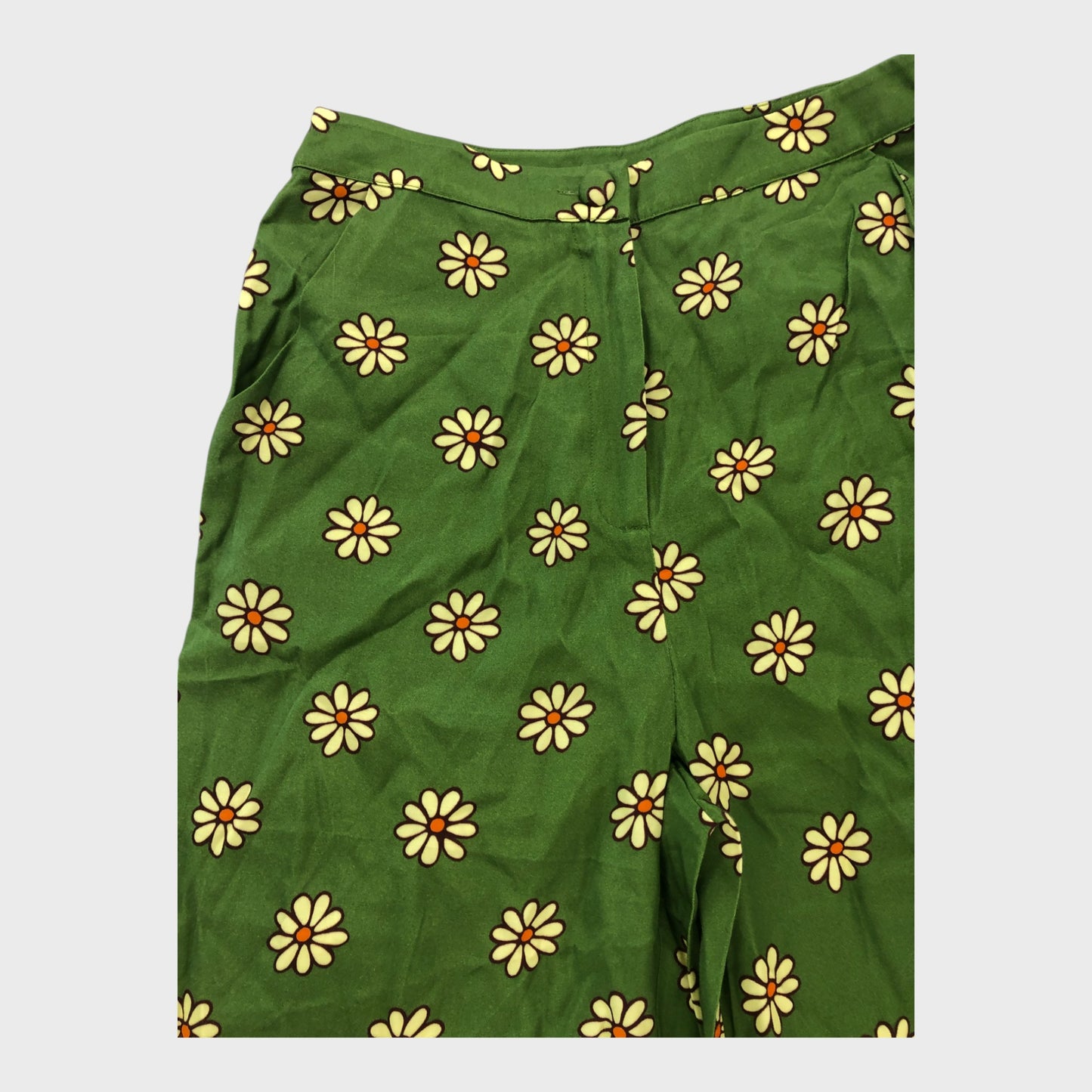 Kitri Green Retro Floral Trousers - Size 10