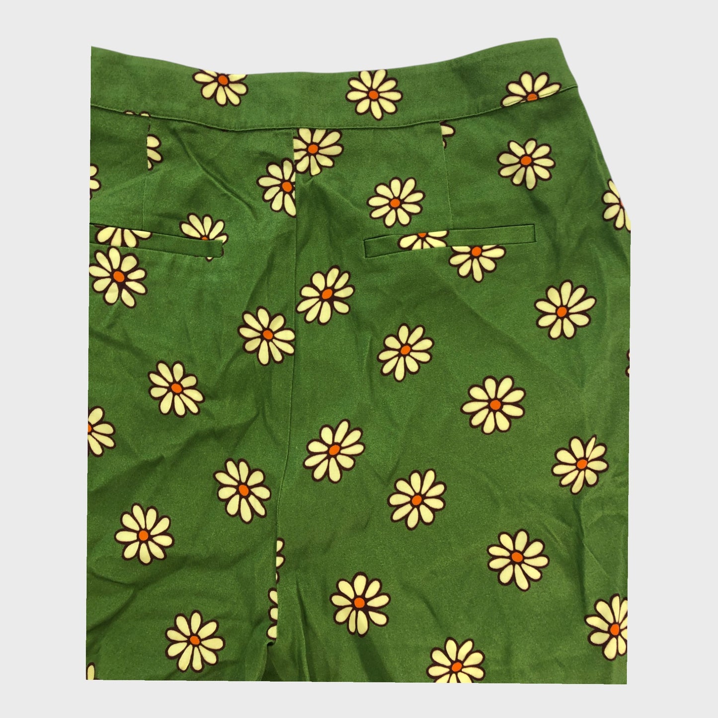 Kitri Green Retro Floral Trousers - Size 10