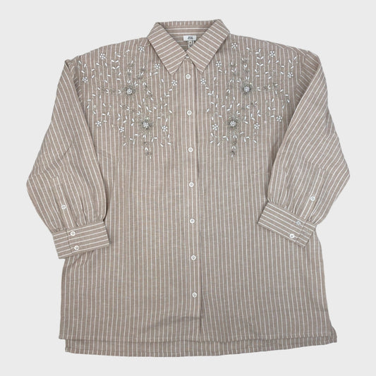 Cheesecloth Striped Shirt - with Beaded Detail