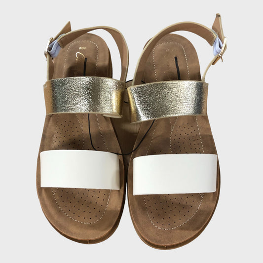 White and Gold Strappy Sandals
