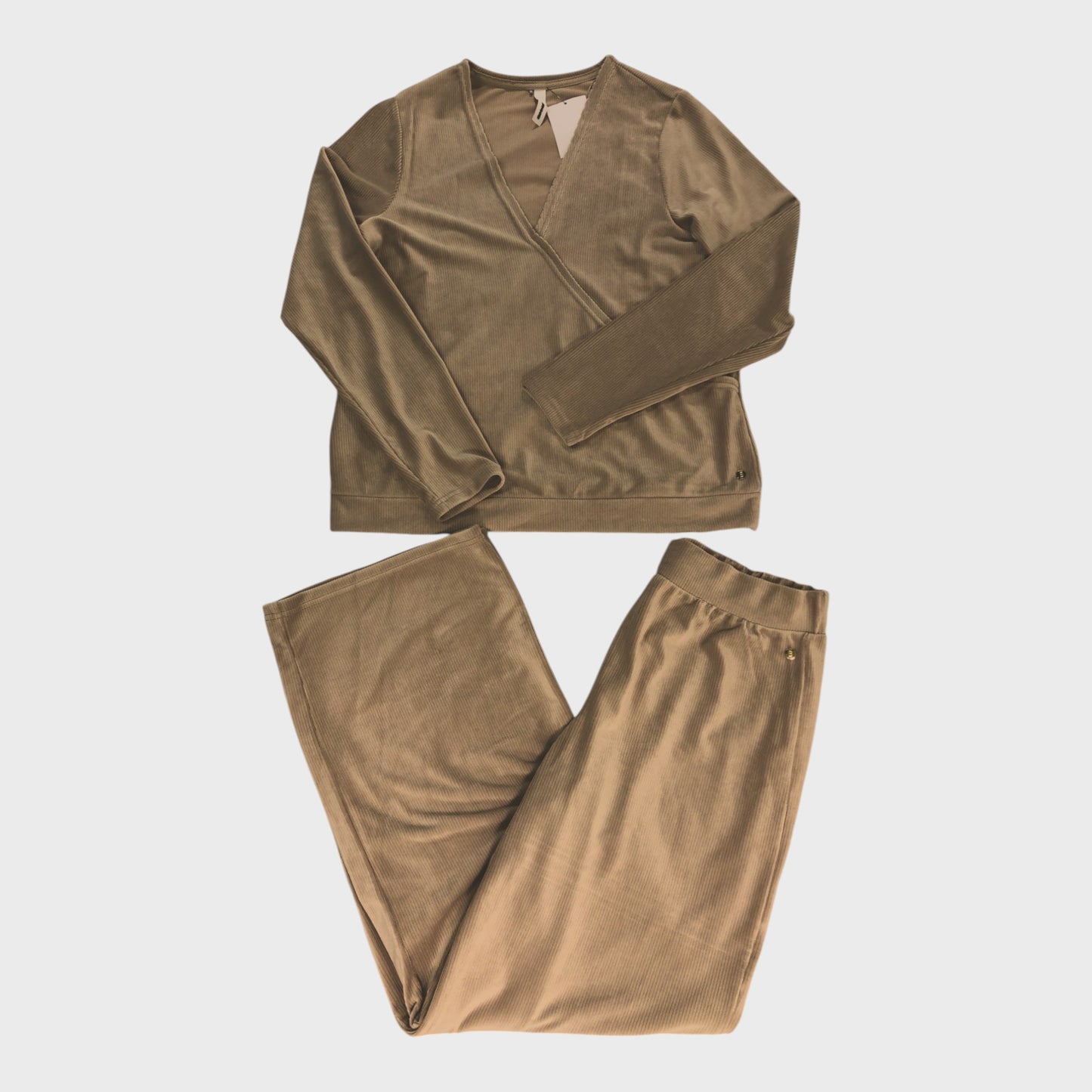 Taupe Ribbed Long Sleeve Pyjamas