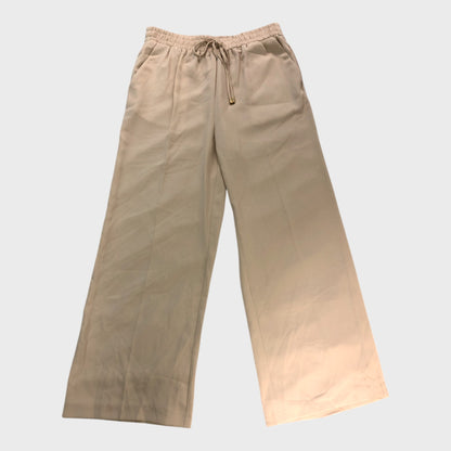 Beige Wide Leg Trousers - Size 16