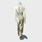 Branded Light Gold Metallic Tuxedo Jumpsuit - Size 10