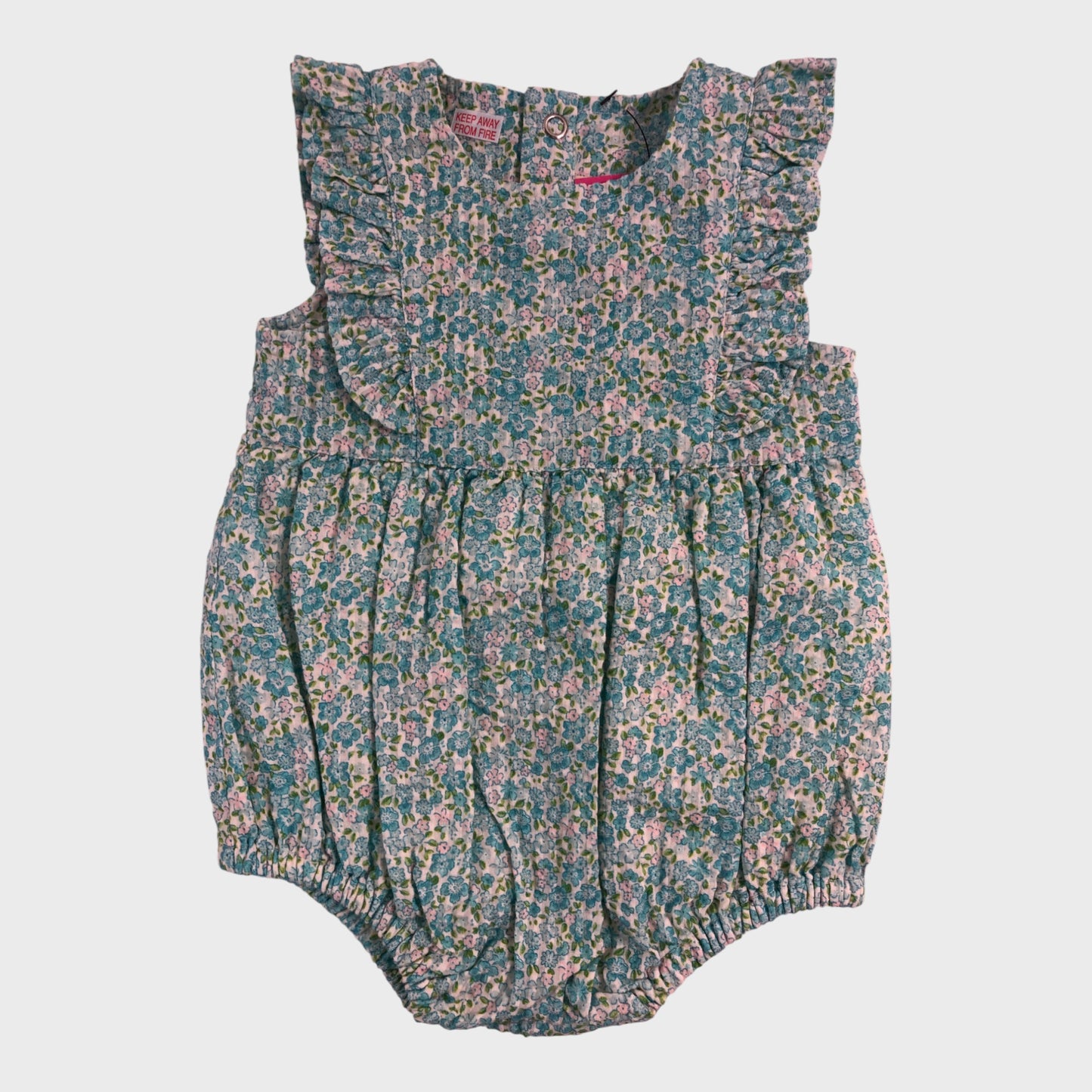 JoJo Maman Bebe Blue Floral Romper Suit - 3 Months