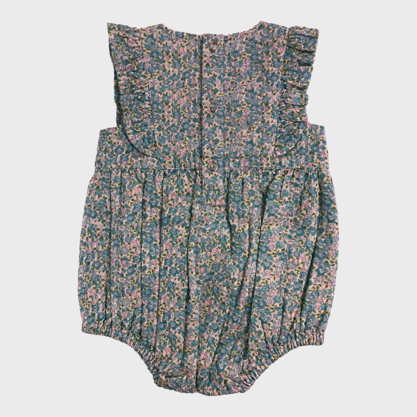 JoJo Maman Bebe Blue Floral Romper Suit - 3 Months