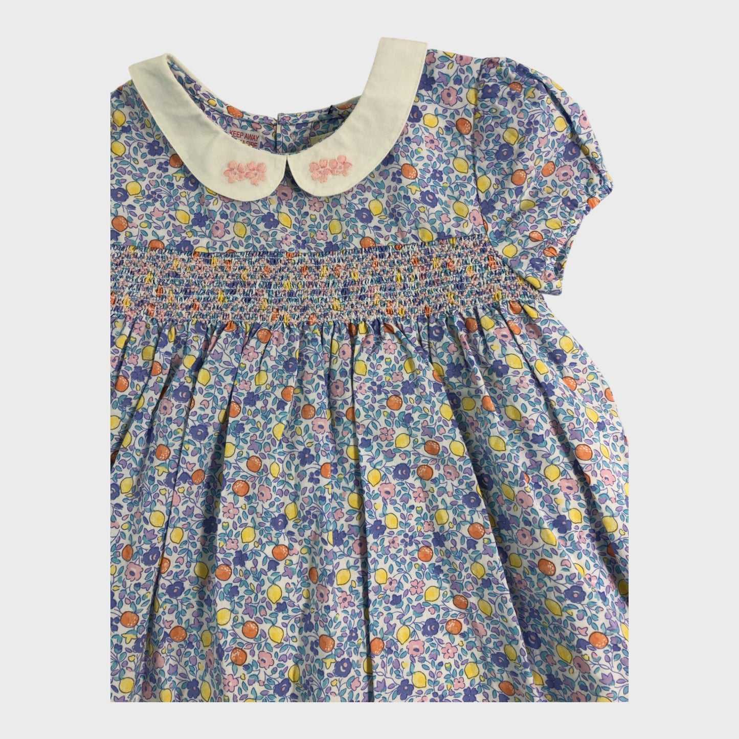 JoJo Maman Bebe Orange & Lemon Ditsy Floral Dress - 2-3 Years