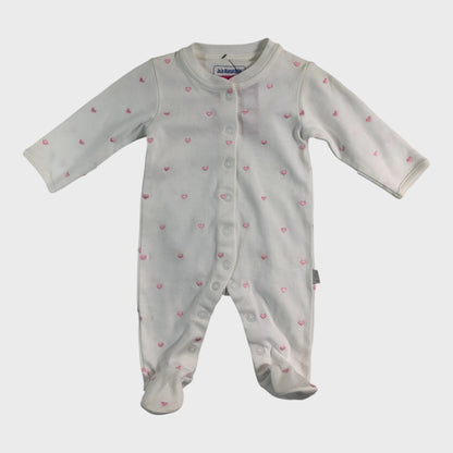 JoJo Maman Bebe Pink Heart Sleepsuit - 0-3 Months