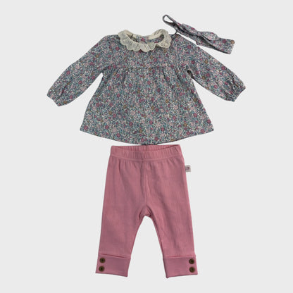 JoJo Maman Bebe Pink Top, Leggings & Headband 3 Piece Set - 0-3 Months