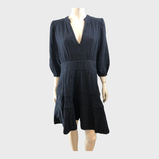 Branded Navy Cheesecloth Dress - Size 16