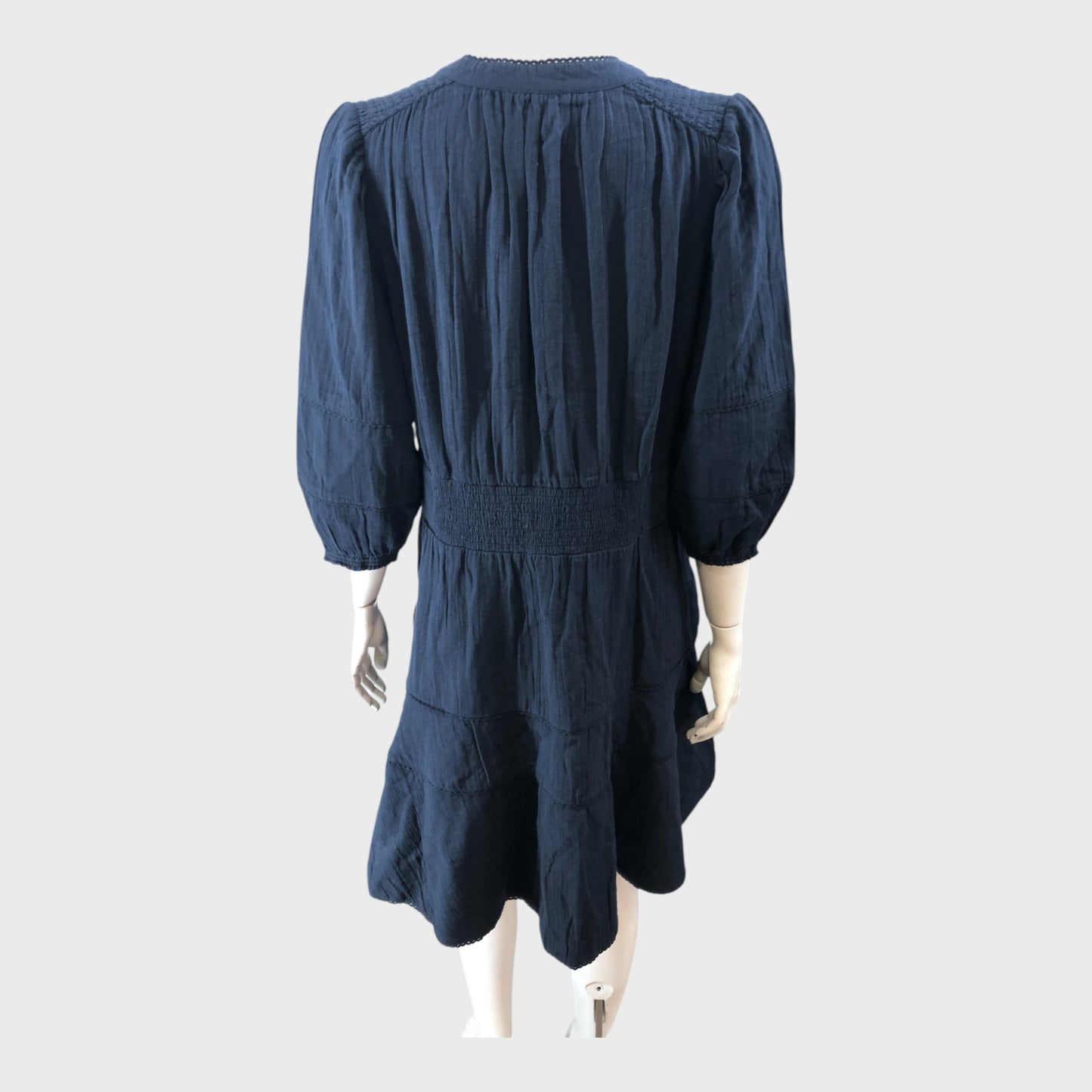 Branded Navy Cheesecloth Dress - Size 16