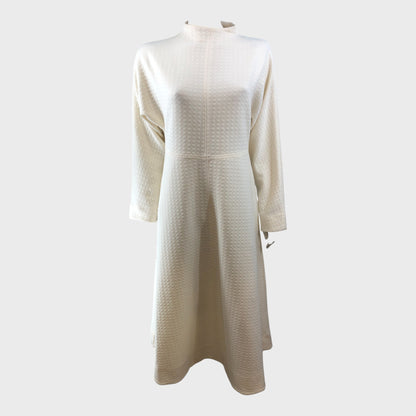 Branded Cream Jacquard Midi Dress - Size 16