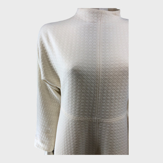Branded Cream Jacquard Midi Dress - Size 16