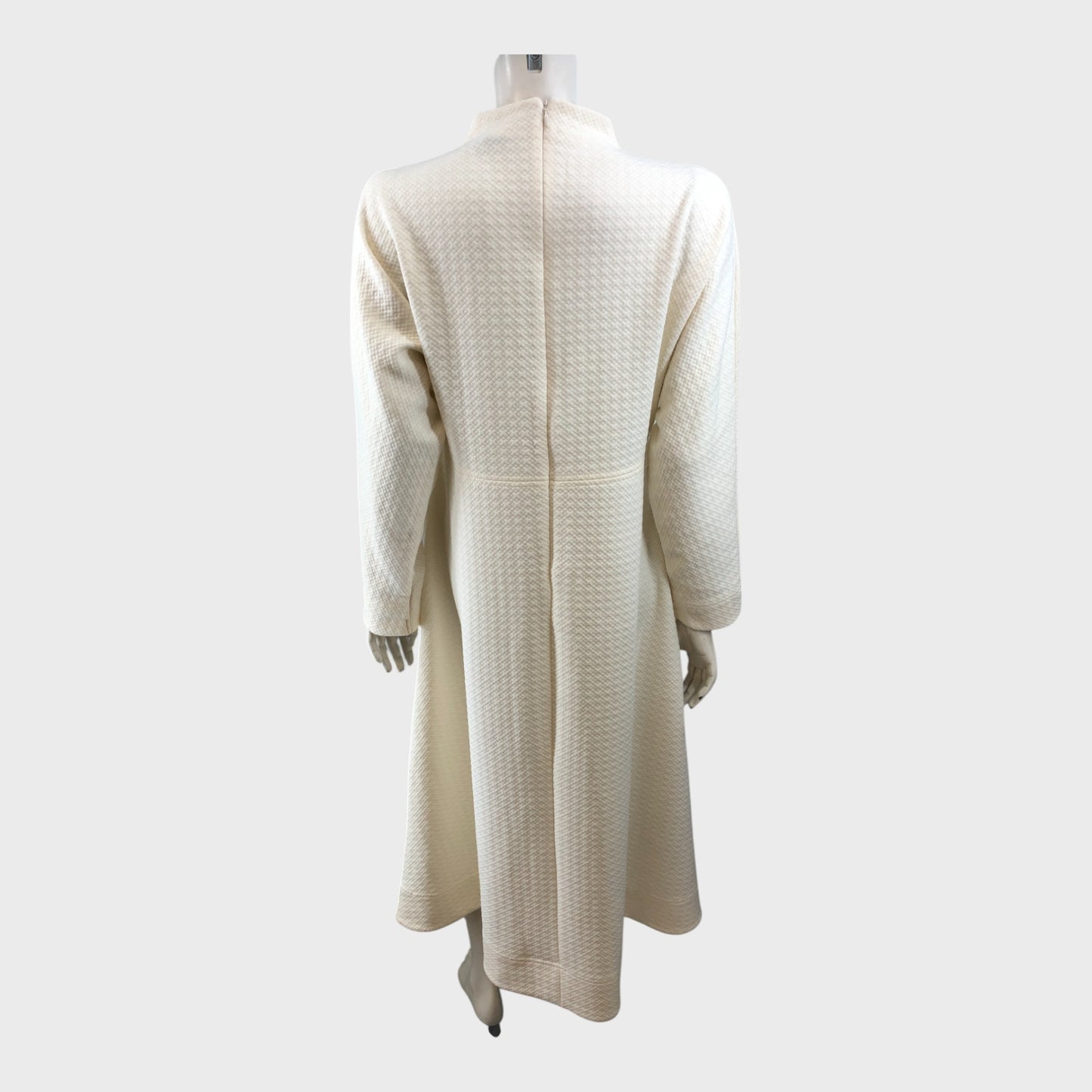 Branded Cream Jacquard Midi Dress - Size 16