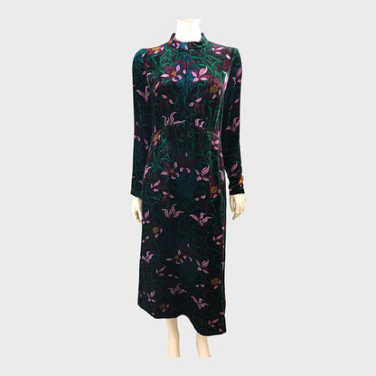 Branded Velvet Tulip Midi Dress - Size 10