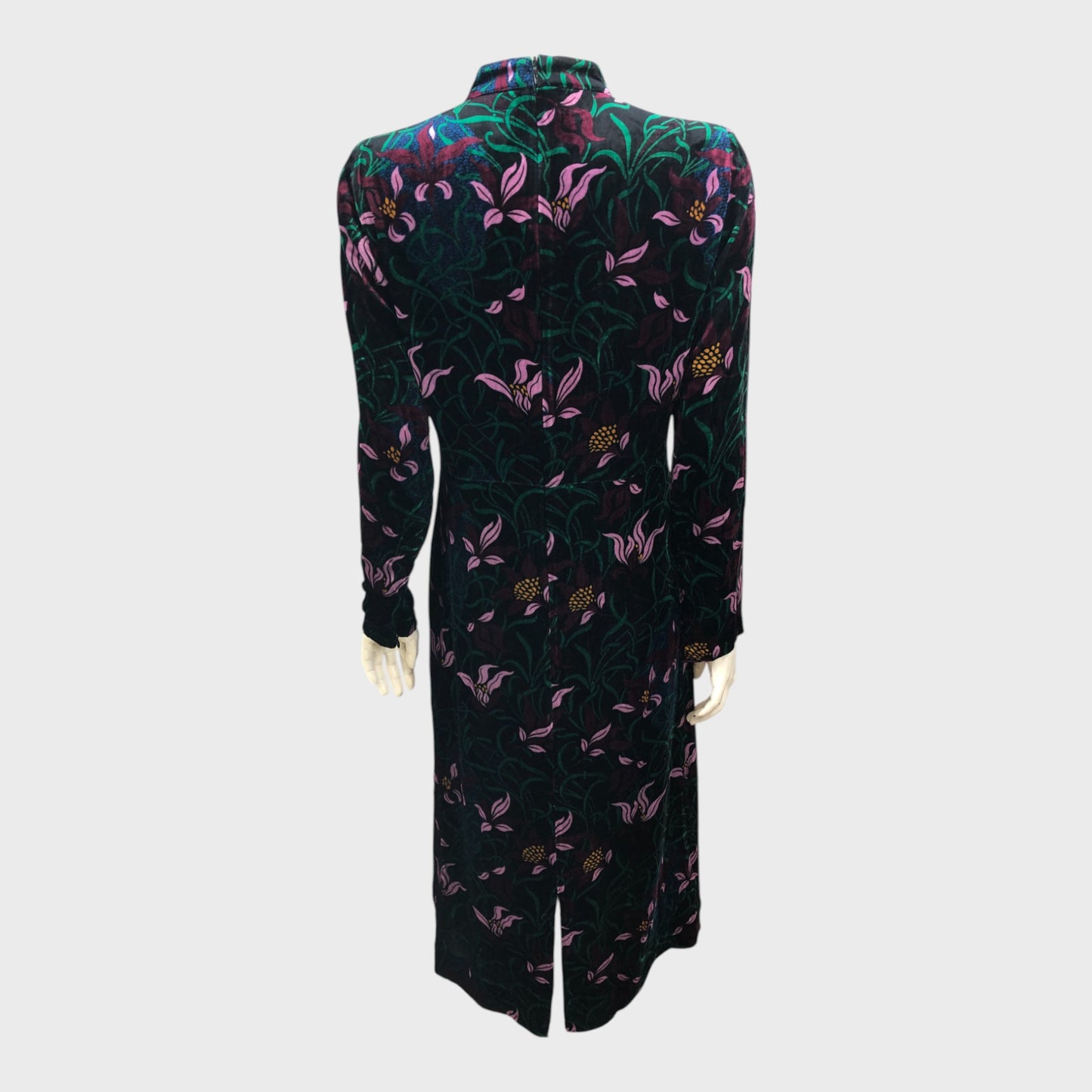 Branded Velvet Tulip Midi Dress - Size 10