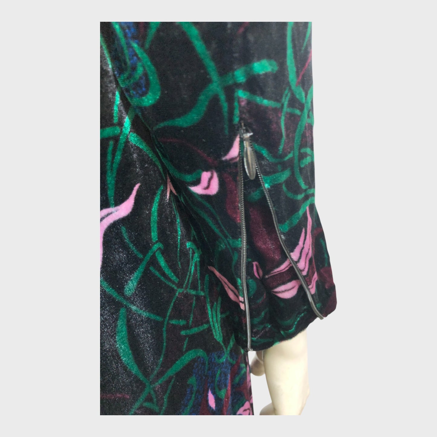 Branded Velvet Tulip Midi Dress - Size 10
